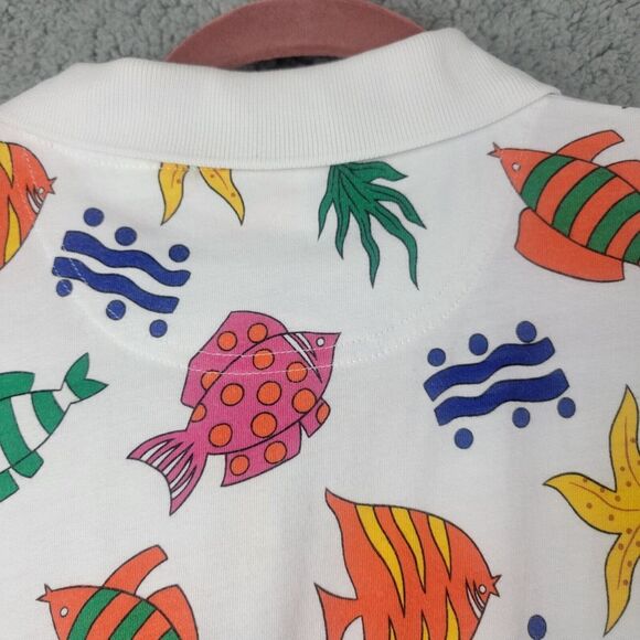 Picone Sport Polo Shirt Womens Large Tropical Fish Colorful 100% Cotton Collared - Picture 7 of 15